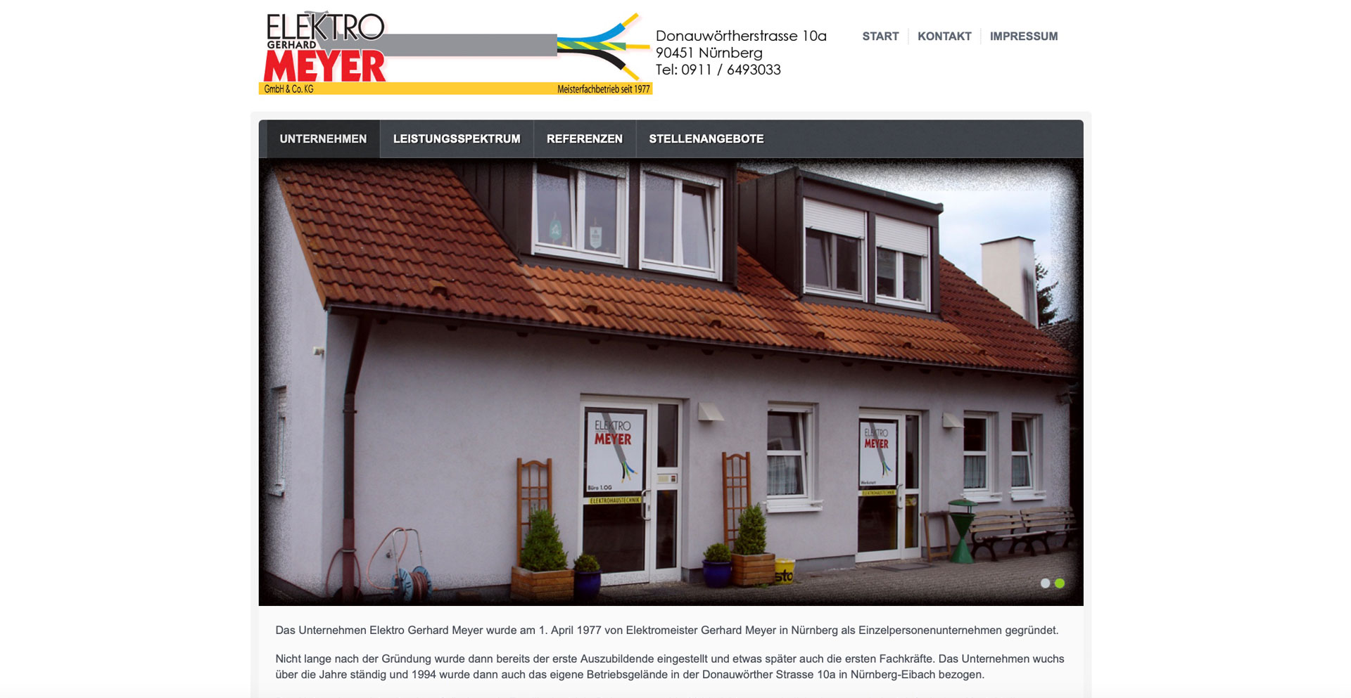 Webdesign Nürnberg Eibach Elektriker Website alt